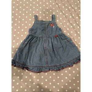 Gymboree Vintage 6-12 Months Country Picnic Denim Dress Ruffles 2000 Y2K Baby